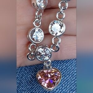 Pink heart cz bracelet. 🩷